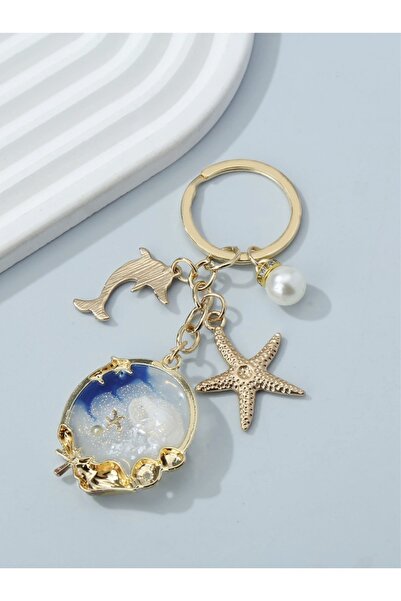 VEYA Bohemian-themed keychain with nautical designs — seashell, starfish, dolphin and cute pearl beads