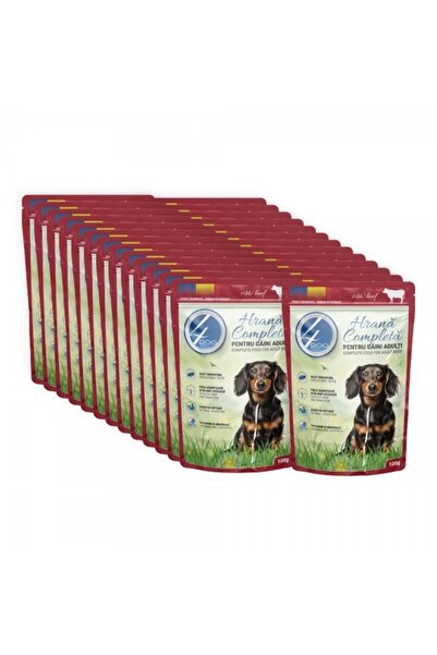4dog wet dog food with beef in sauce, set 24 x 100g