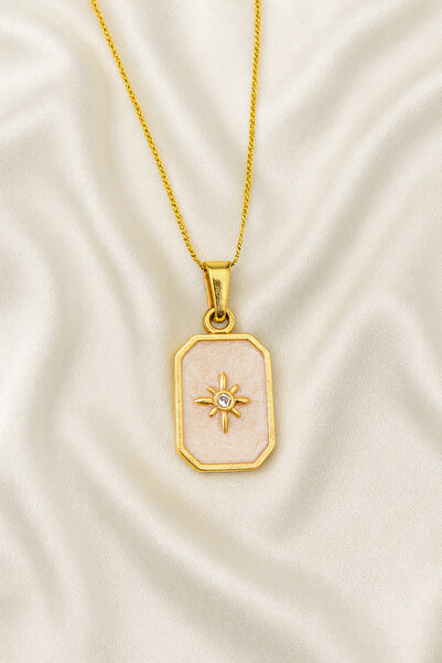 A-STİL TAKI Women's Gift Box Enamel Pole Star Steel Necklace