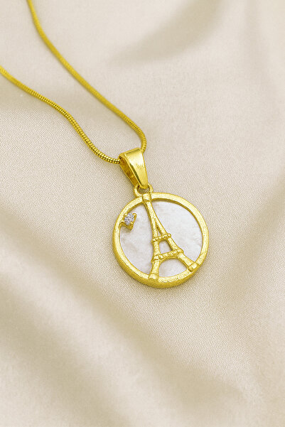 A-STİL TAKI Women's Gift Box Enamel Eiffel Tower Steel Necklace