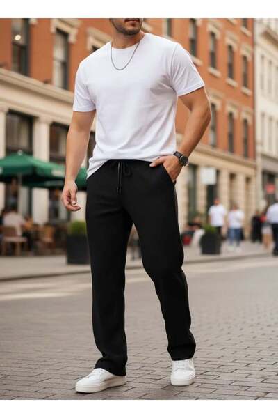 CANMODA Black Towel Baggy Pants