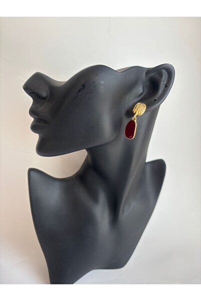 BHR AKSESUAR Burgundy Dangle Retro Earrings