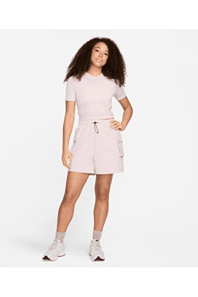 Nike Sportswear Essential Woven High Waisted Lined Women's Purple Shorts - Cargo Pocket Pack - Dm6247-019