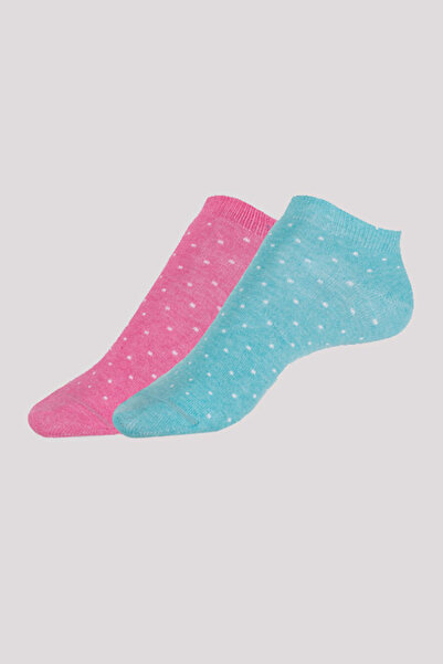 Conte Elegant Women's cotton short socks with polka dots (2 pairs), Esli Classic 802 - Black-Grey, 36-37 (23)