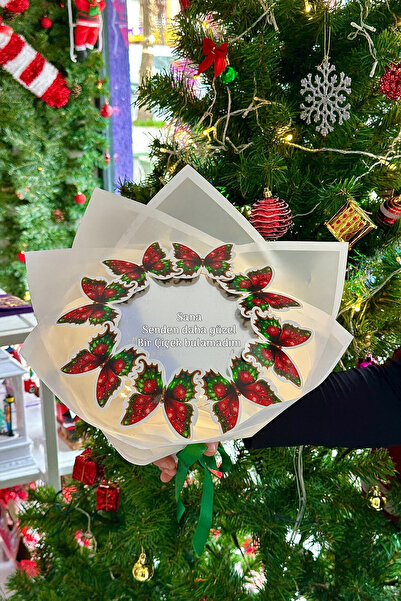 Zemtigo Led Işıklı Aynalı Yılbaşı Kelebek Buketi Sana Senden Daha Güzel Bir Çiçek Bulamadım Ayna Buket