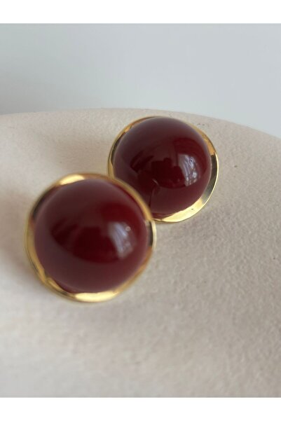 BHR AKSESUAR Burgundy Retro Earrings