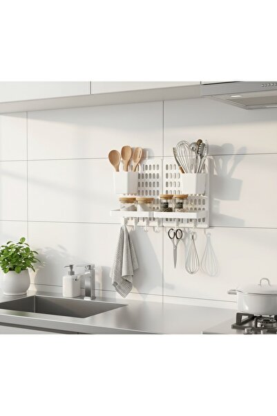 RED KİTCHEN 2 Adet Mutfak Düzenleyici Delikli Pano (Pegboard) ve Askı Seti_Baharatlık ve Mutfak Gereç Organizeri