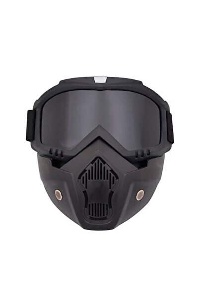 Edman Set mască de protecție pentru față și ochelari de schi ND03, plastic dur, lentilă neagră