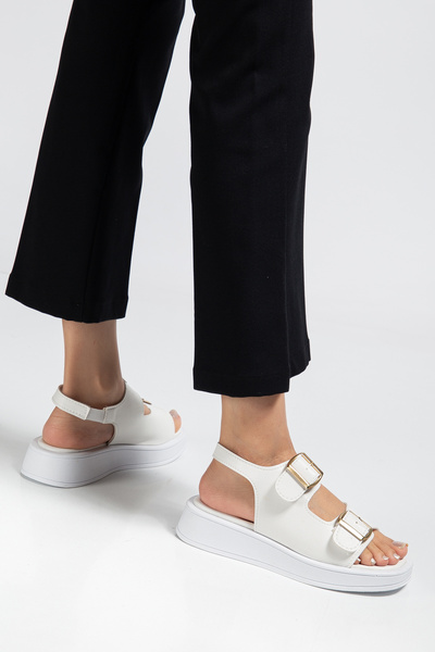 Hale Shoes Wedge Heeled Double Strap Buckle Women's Sandals San01