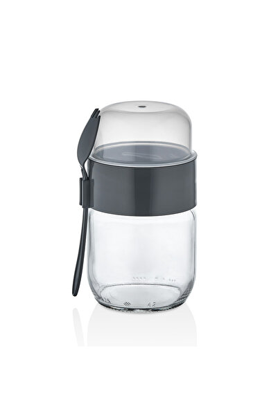 AKTEZ-EL Glass Yogurt Container Qlux Glass Yogurt Muesli Portion Container Meal Container C-00538 Bpa Free with Fork