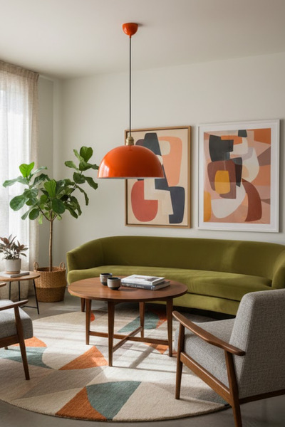 Luzarana Porto Metal Gövde Turuncu Renkli Tekli Avize Sarkıt Salon Mutfak Ofi...