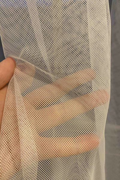 Ta-Ha Perde ve Halı 1-2 Sparse Pleated Plain Patternless Honeycomb Floor Tulle Curtain, Wrinkle-Free Hemmed Lead Tulle Curtain