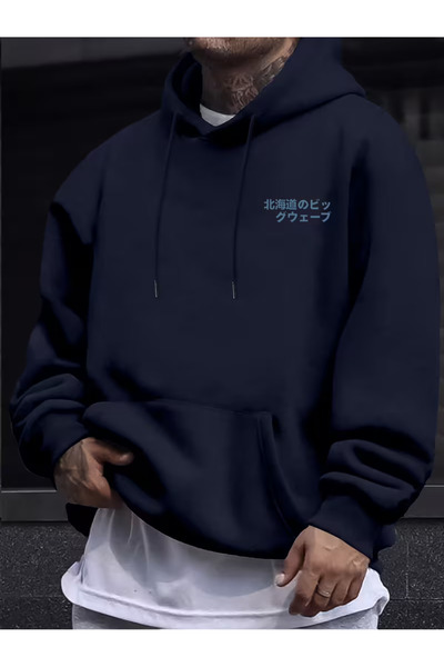 LAYORA Japanese Wave Pattern K Hooded Sweatshirt for Men