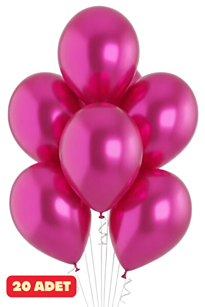 Baloncu Nene 20 Adet Metalik Fuşya Parlak Balon Doğum Günü Kutlama Süs ve Mal...