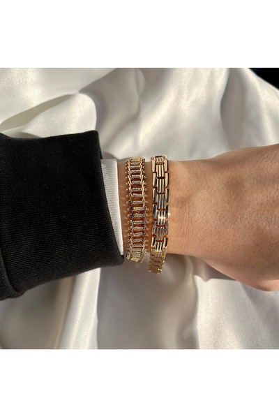 yeknova Xuping Rose Gold Renginde Kuyumcu İşçiliği Karamaz Kadın Kombin Bileklik ( 2li SET)