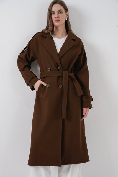 ALPACO Belted Cashmere Coat 9161 - Brown