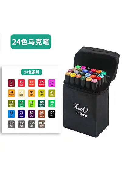 Issa Markers 24/Set, Dual Tip, Marker Pouch, Multicolor, 15 cm