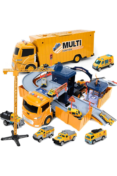 OEM Jucărie camion de construcții cu 6 mașini, 1 macara, 1 elicopter