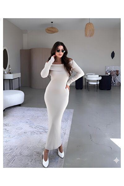 sole stories Women's Madonna Collar Slim Fit Midi Dress