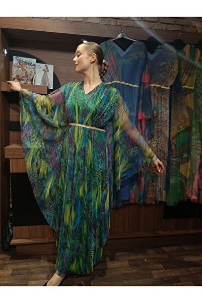 Store Kadın Desenli Tül Kaftan Elbise