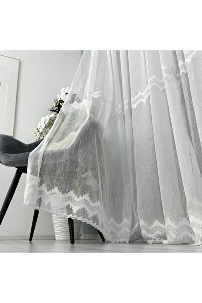 CumparaMisim Lorena curtain type IN Embroidered, White, 140cm width x 260cm height, with tieback for rod