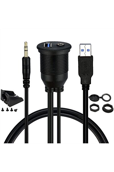 OEM USB 3.0 and 3.5 mm extension cable for flush mounting, 1 meter