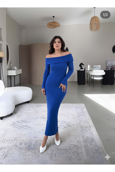 sole stories Women's Madonna Collar Slim Fit Midi Dress