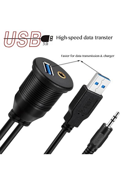 OEM USB 3.0 and 3.5 mm extension cable for flush mounting, 1 meter