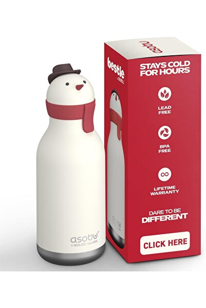 Asobu Snowman Bestie Bottle 350 ml – Snowman Design, Leak-Proof, Stainless Steel