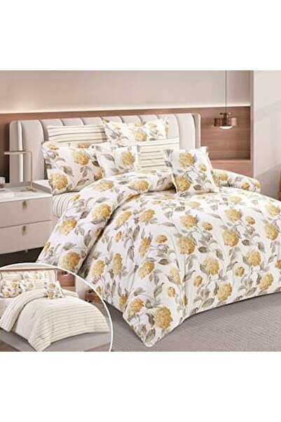 Reiashn Lusin Floral Bedspread Set, 5 Pieces, 100% Cotton, Summer Sizes (Single and a Half)