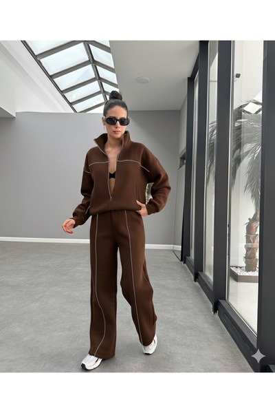Tarzımızbir 3 Thread Fleece-Lined Piped Tracksuit Suit
