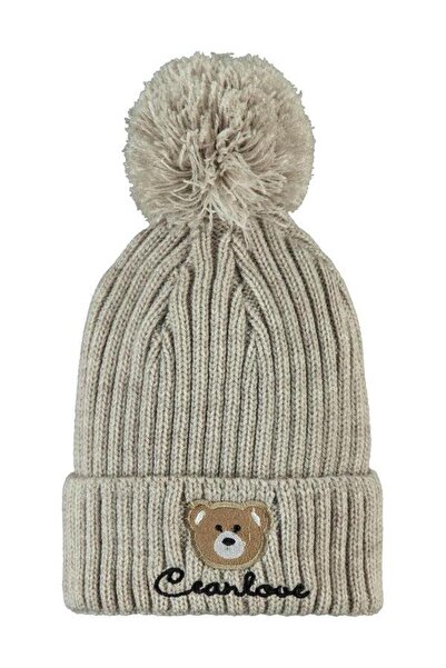 skycott Boy's Beret with Bear Embroidery and Striped Pompom Beret (4-8 Years ...
