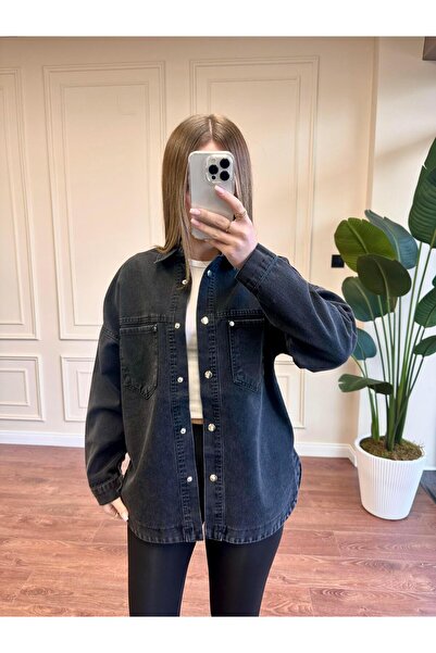 Alyalisbutik RİVET DETAYLI KOT GÖMLEK - SİYAH