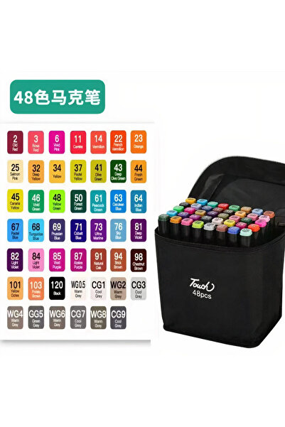 Issa Markers 48/Set Double-Ended, Black Pouch, Multicolor, 15 cm