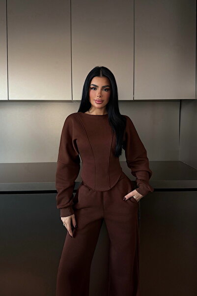 Eyyo Brown Oska Tracksuit Set Ate-4106