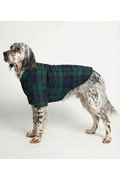 NobleDog Yeşil Ekose Desenli Kapitone Köpek Montu - Kışlık Çıtçıtlı Sıcak Tut...