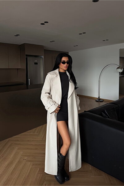 Eyyo White Mathily Belt Detail Coat Ate-4206