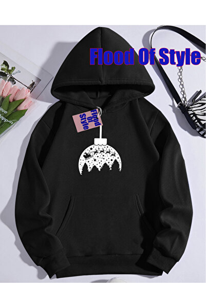 Flood Of Style سويت شيرت بياقة بيسكيت مينيماليست مطبوع من بلاك لايت يير