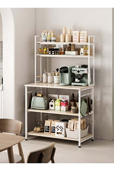 DASEN Coffee Table,Kitchen Storage Rack with 5 Tiers, Microwave Stand with St...