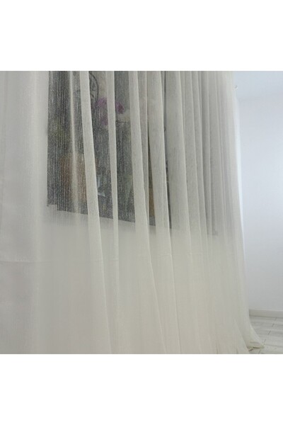 CumparaMisim Plain curtain with linen texture, Ivoire, 140cm width x 260cm height, with tieback for rod