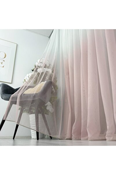 CumparaMisim Gradient Curtain made of Bamboo Fiber, White with Pink, 140cm wide x 260cm high, with drapery for bar