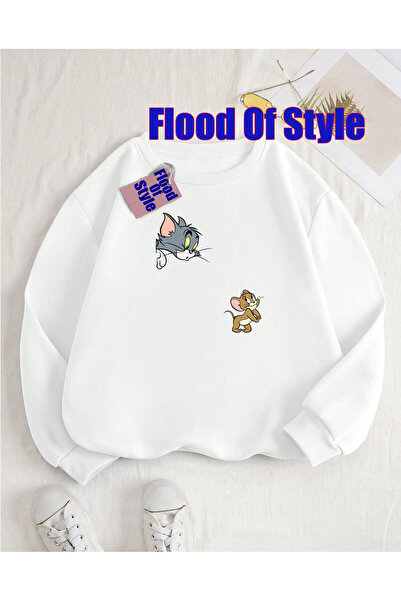 Flood Of Style Λευκό μπλουζάκι Tomjery Minimalist με τύπωμα με λαιμόκοψη