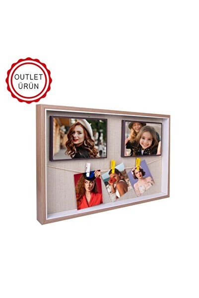 BADEAVM Ahşap İpli Mandallı Fotoğraf Çerçeve - 27x42cm