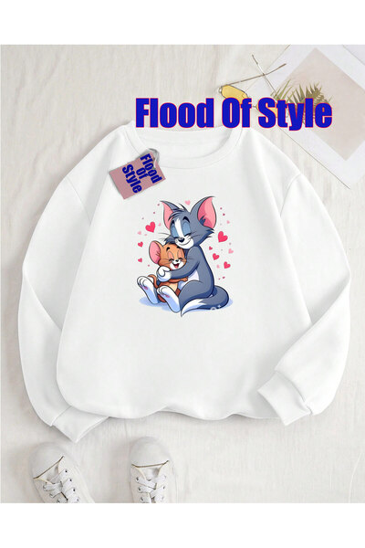 Flood Of Style Λευκό μπλουζάκι Tomjery Minimalist με τύπωμα με λαιμόκοψη