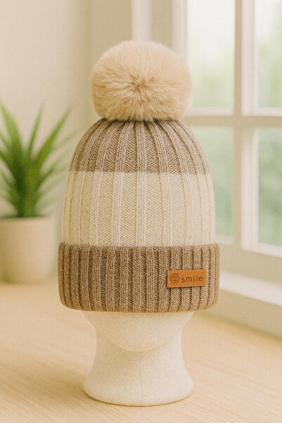 skycott șapcă unisex pentru copii, împletită, pliată, cu pompon, cu etichetă ...