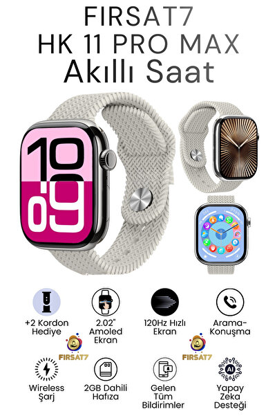 Fırsat7 Watch HK 11 Pro Max Amoled Akıllı Saat Iphone Ve Android Tüm Telefonl...