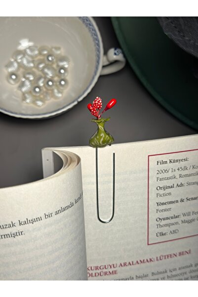 Rika Spolia & Co. Zümrüt Vazo Yapay Çiçek Kitap Ayracı