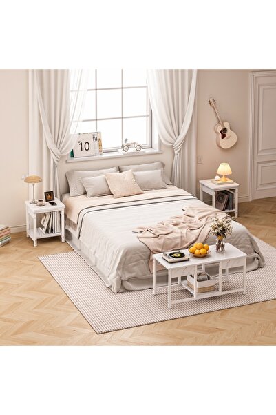 DASEN Set of 3 Nesting Sofa Tables – Small Coffee & TV Tables, Living Room Center Table (Wood co