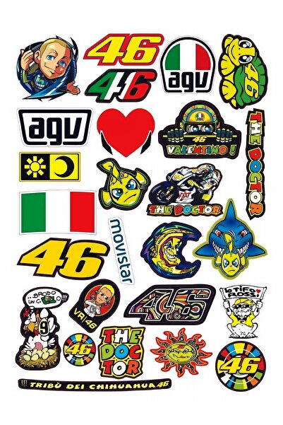 Limitless Design Moto gp 25 Adet MotoGP “The Doctor & AGV” Suya Dayanıklı Eti...