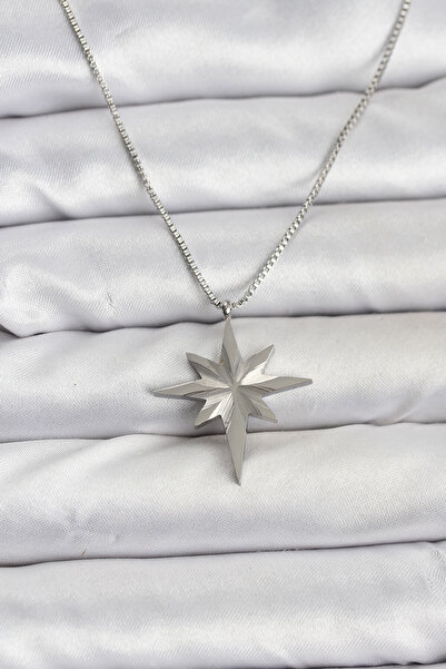 Skygo سلسلة من الفولاذ 316L بلون فضي، موديل نجمة القطب، سلسلة 60 سم، قلادة نس...